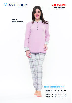 DAMENPYJAMAS M/L VM50205 Tellini S.R.L. Großhandelskleidung