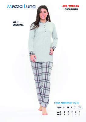 DAMENPYJAMAS M/L VM50205 Tellini S.R.L. Großhandelskleidung