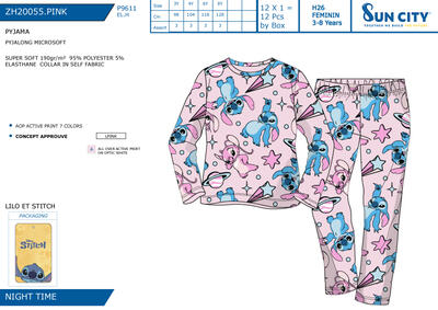 PIGIAMA BAMBINA M/L ZH20055 Tellini S.r.l. Ingrosso Abbigliamento
