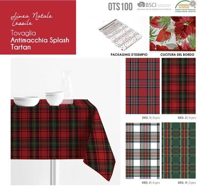 FLECKENBESTÄNDIGE TISCHDECKE 4P SPLASH TARTAN 140X140 Tellini S.R.L. Großhandelskleidung