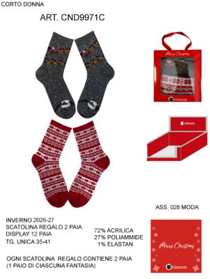 BIS CALZINO NATALE CORTO DONNA CND9971C Tellini S.R.L. Großhandelskleidung