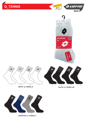 4PACK CALZINO UOMO Q-TENNIS Ingrosso Calzetteria uomo Tellini S.r.l.